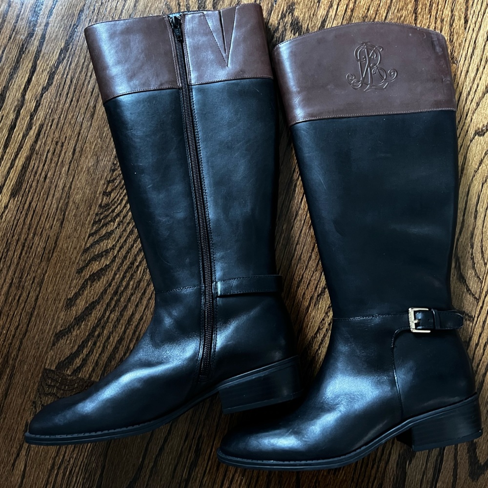 Ralph Lauren Black and Brown Riding Boot